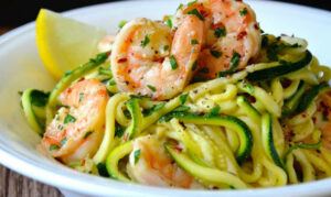 Zucchini Noodles With Shrimps Low Carb Lunch Ideas