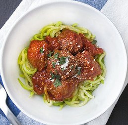 Zucchini noodles with meatballs